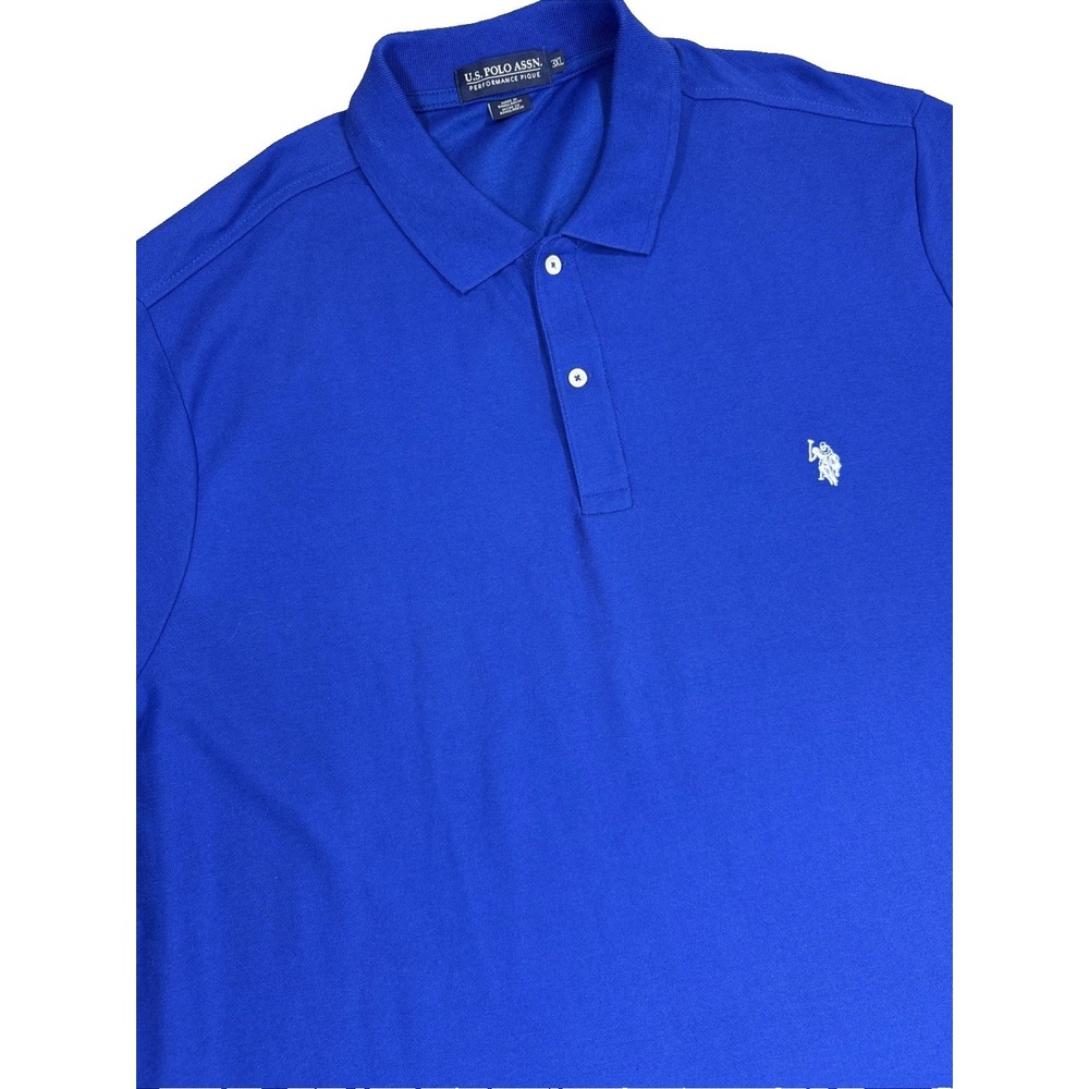 U.S. Polo Assn. Polo Shirt Men's 3XL Blue Performance Pique Shirt Sleeve NWT